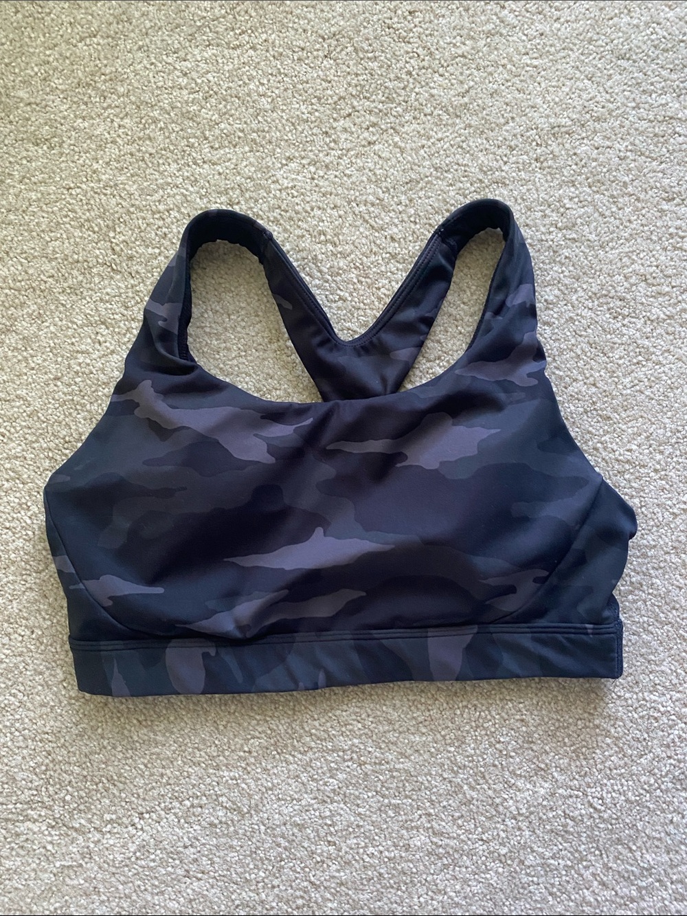 Athleta Women's Black Camo Sports Bra - Supportive Racerback